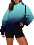 Women Pullover Hoodie Sweatshirt - Gradient Fleece Pullover