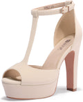 IN5 Polly Platform Chunky High Heels T-Strap Sandals - Dressy Comfort