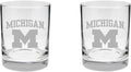 Michigan Wolverines 2-Sided Satin Finish Rocks Glass Set of 2