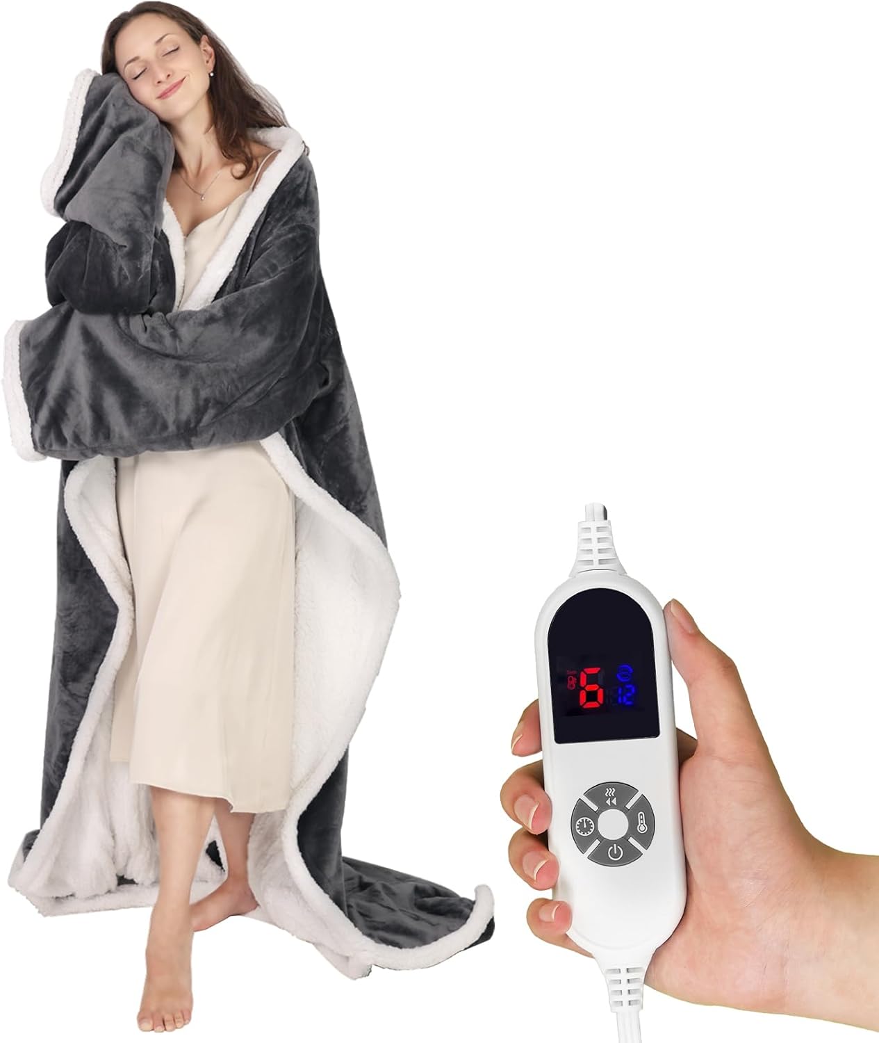 Butizone Heated Throw Blanket with Sleeves for Ultimate Comfort
