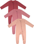 Baby Bamboo Romper 3-Pack Footed Zip-Up Sleepers - Soft Set