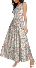 Womens Sleeveless Summer Flowy Boho Maxi Dress - Elegant & Airy