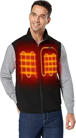 ORORO Men's Fleece Heated Vest with Battery Pack for Comfort