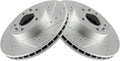 TRQ Brake Rotors Set Performance G-Coated Slotted X Drilled Front