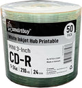 Mini CD-R 50 Pack 3-in 24X 210MB White Inkjet Hub Printable - Reliable