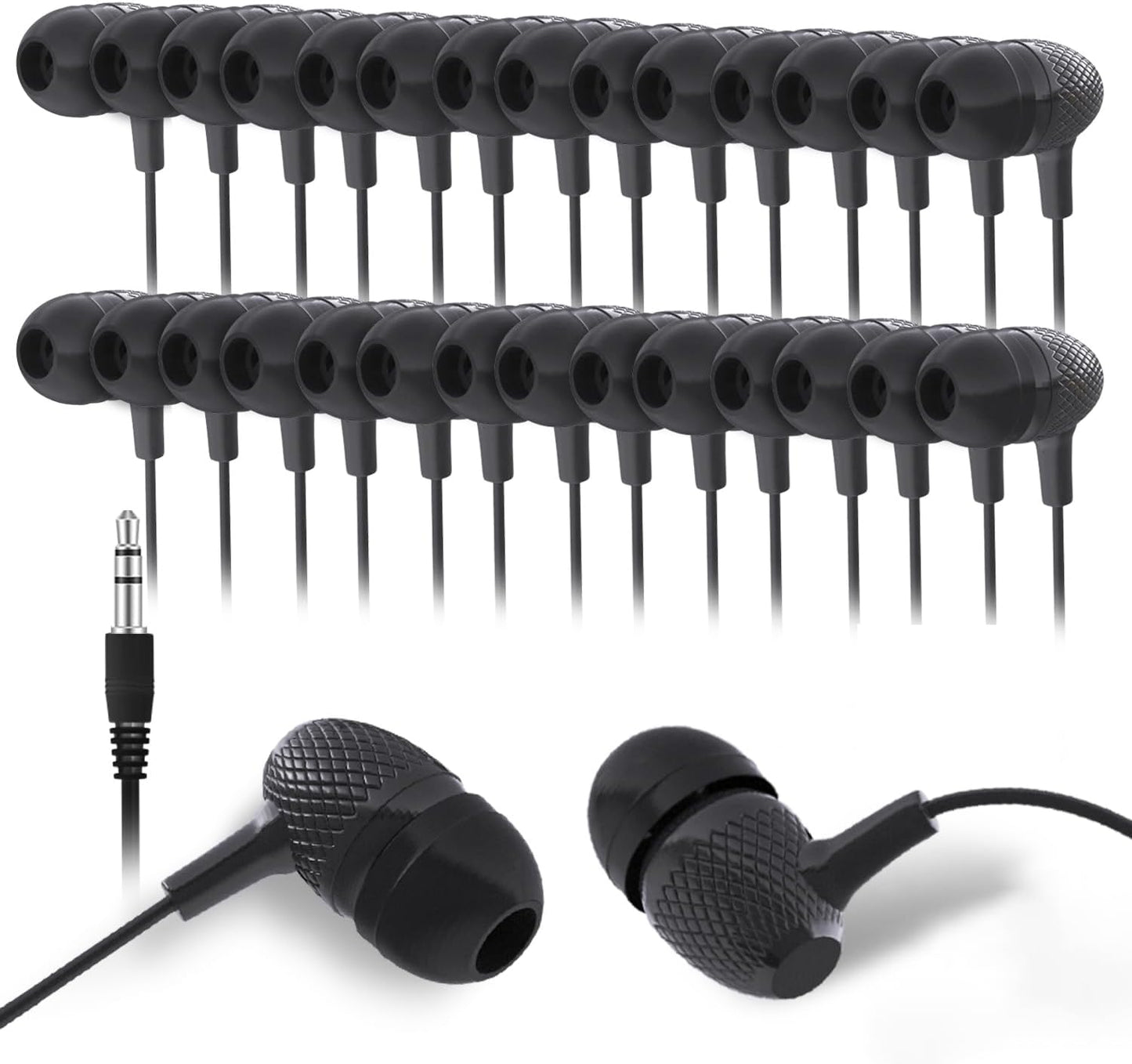 Bulk Earbuds for Classroom Students - 100 Pack of Headphones