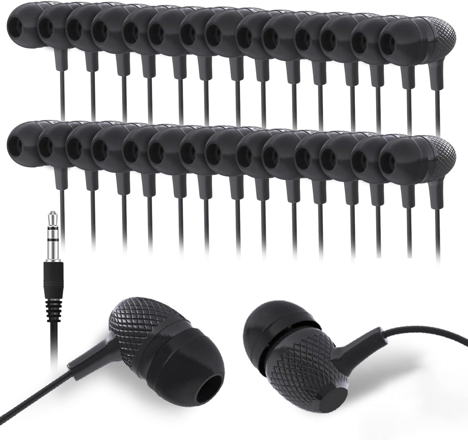 Bulk Earbuds for Classroom Students - 100 Pack of Headphones