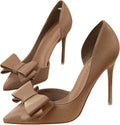 Womens Bow Heels Closed Pointed Toe Dress Shoes Stiletto Slip on Pumps