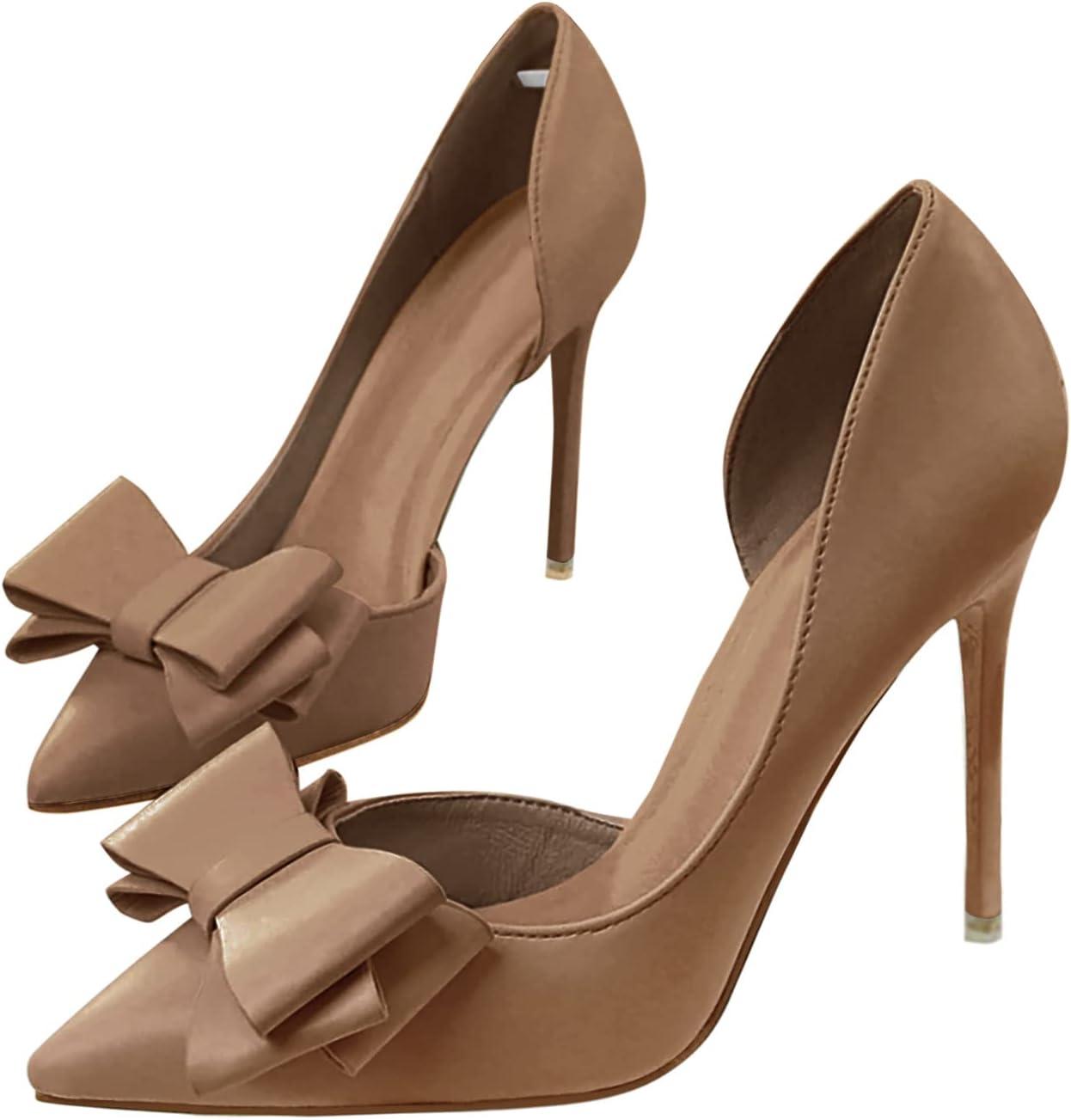 Womens Bow Heels Closed Pointed Toe Dress Shoes for Elegance