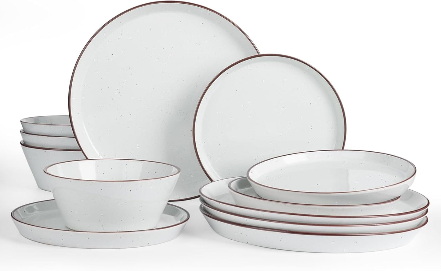 Famiware Saturn Dinnerware Sets - Elegant Speckled Plates & Bowls