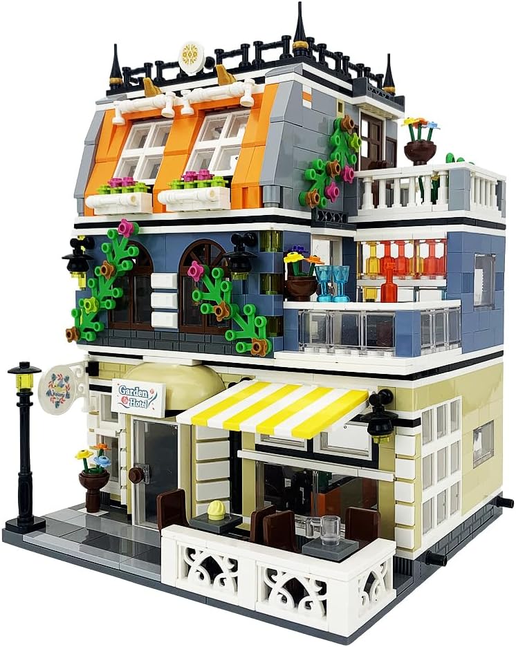 ENJBRICK Garden Hotel Assembly Square Building Kit for Collectors