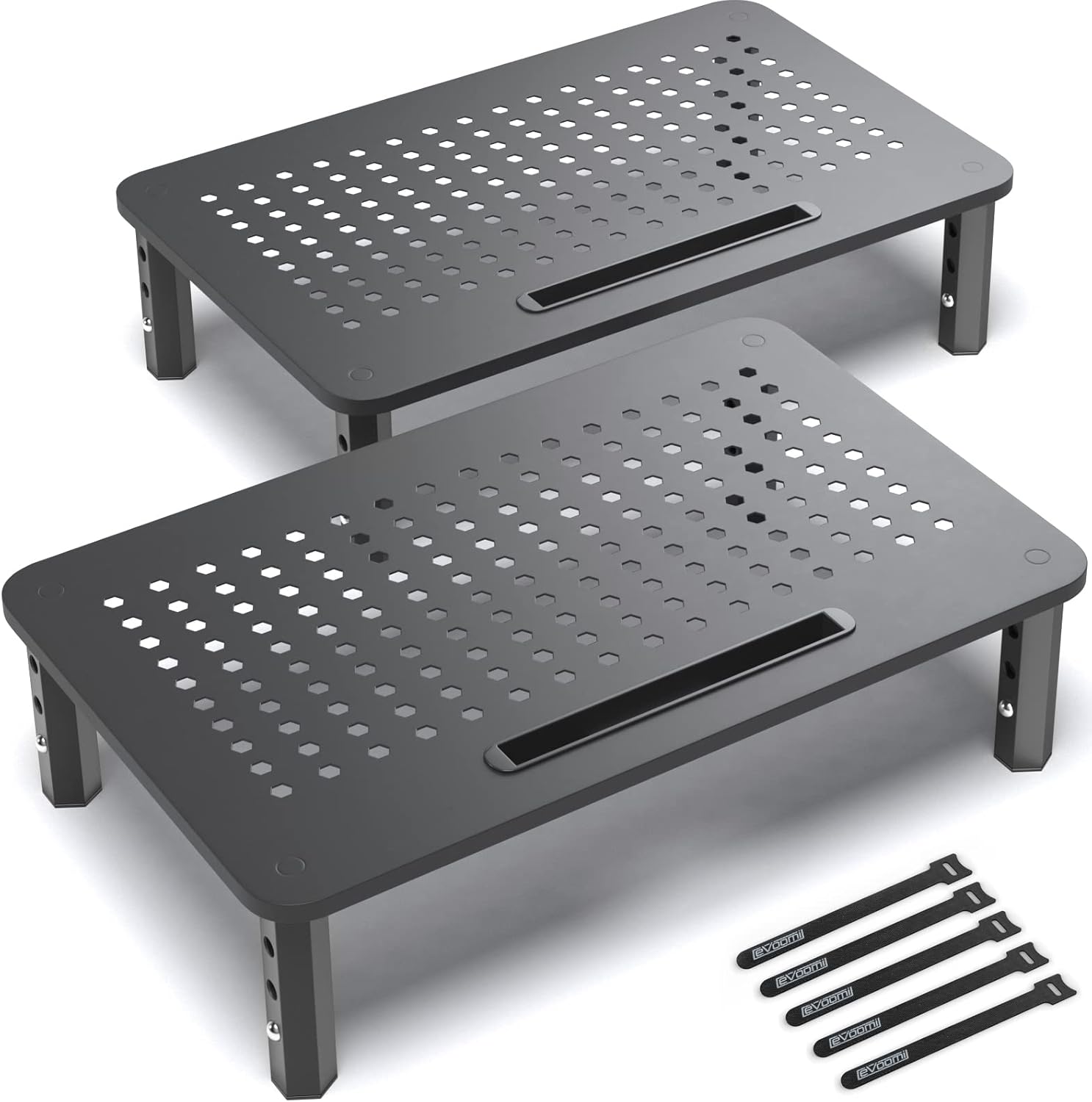 Back Saver 2-Pack Monitor Risers - Anti-Skid Steel Stands