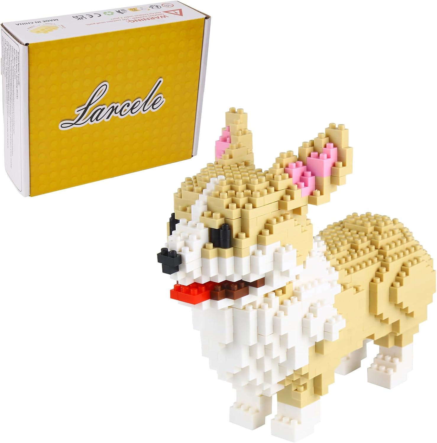Larcele Micro Dog Building Blocks Pet Mini Toy for Corgis