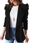 Women's Puff Sleeve Blazer Jacket - Lightweight Office Blazer