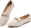 Tilocow Metal Chain Loafers for Women Pointed Toe Slip on Flats easily