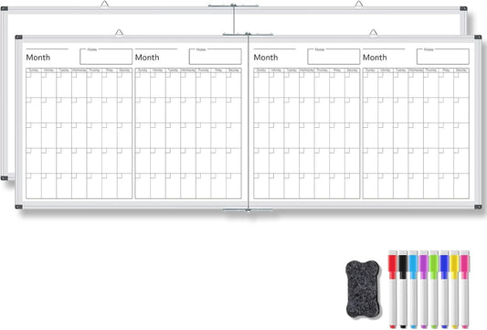 Magnetic 48in x 18in Dry Erase Calendar for Home and Office