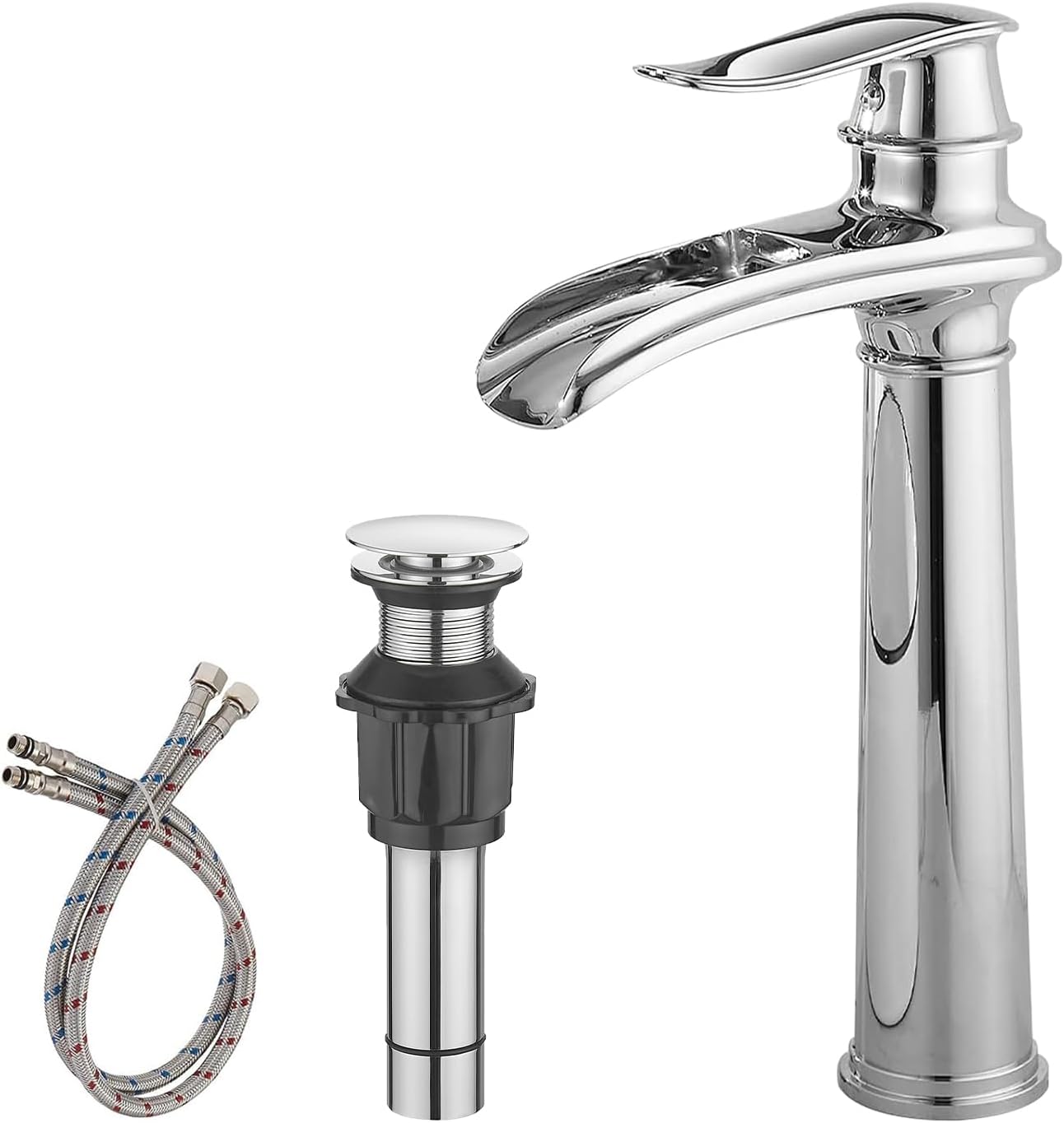 BWE Bathroom Vessel Sink Faucet with Waterfall Spout Design