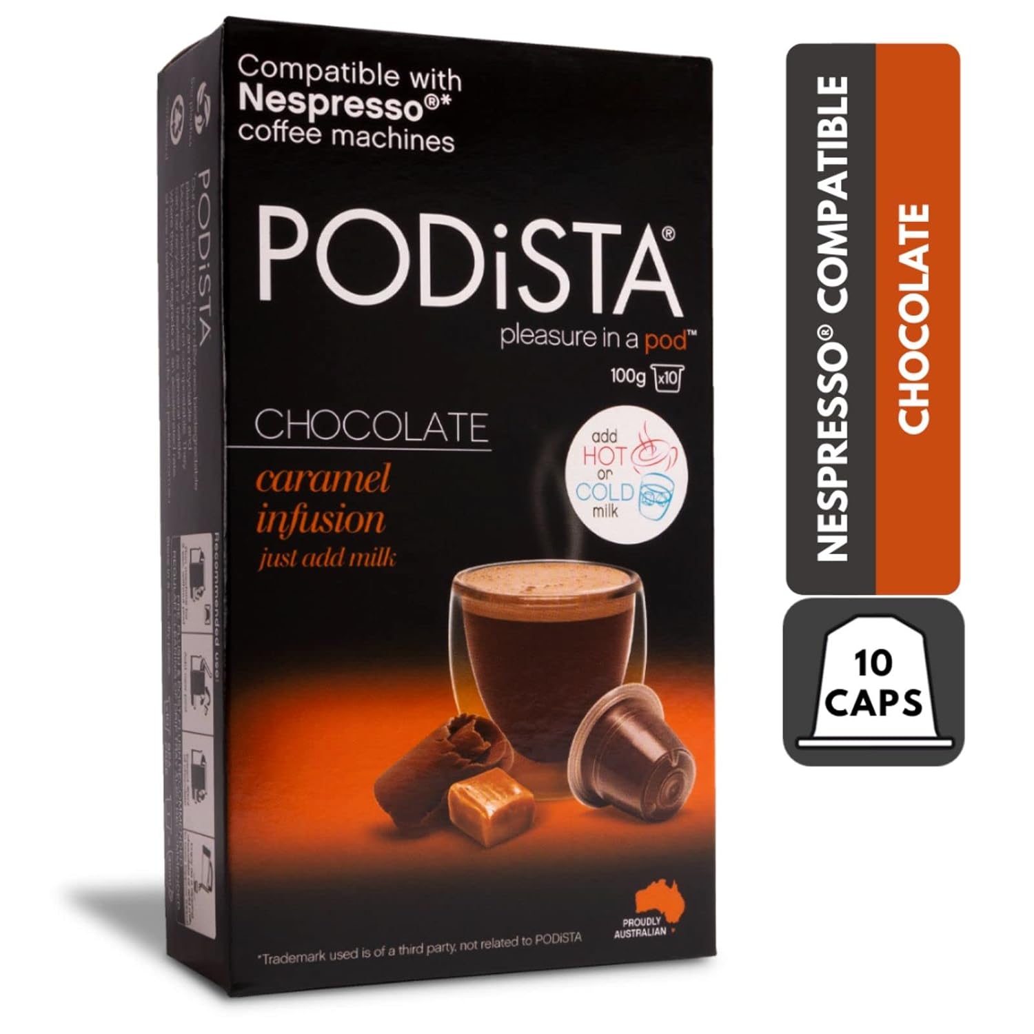 Delicious Caramel Hot Cocoa Pods - Podista - 10 Pack