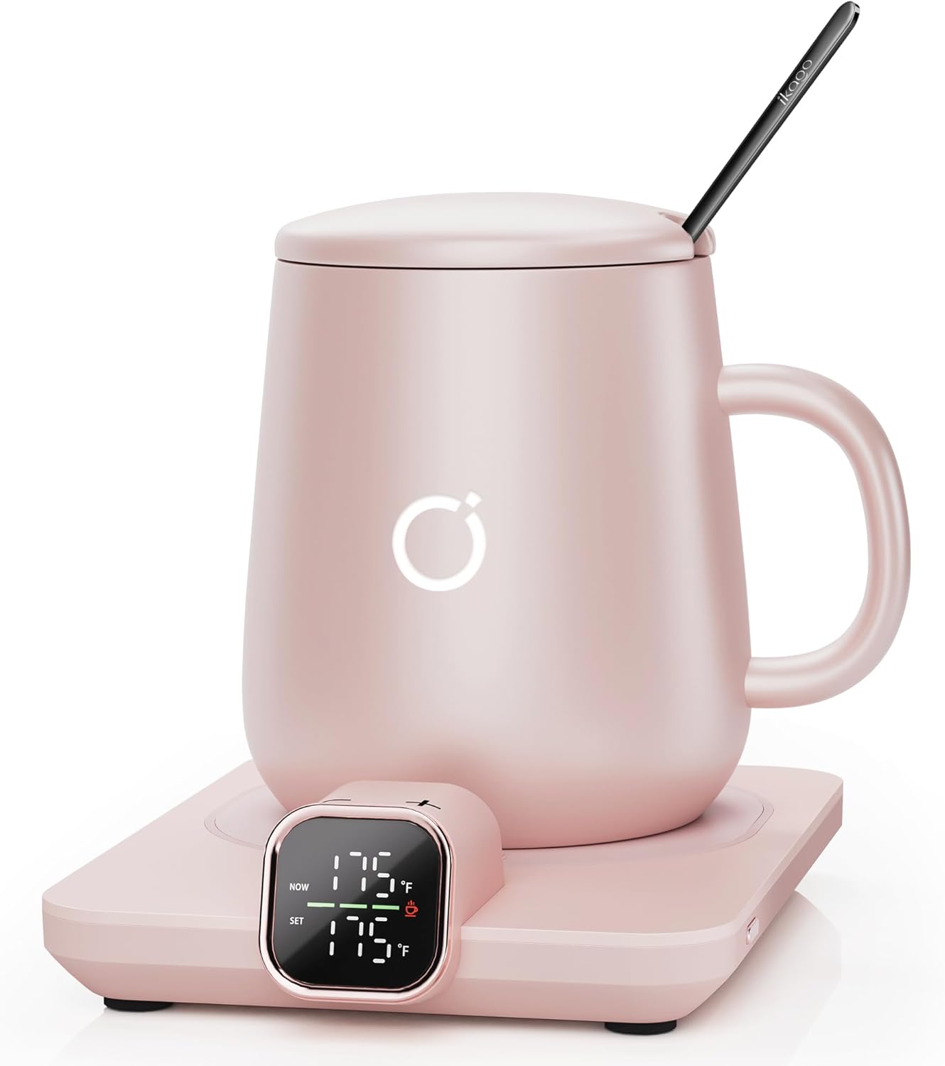Smart Heated Coffee Mug Warmer Set with Real-Time Temp Control