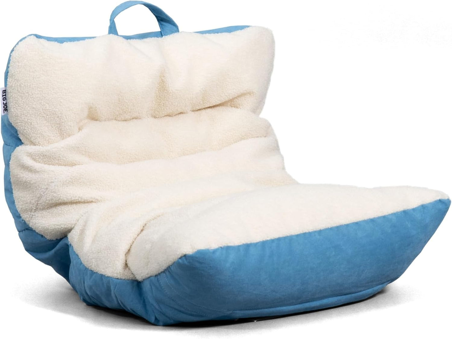 Big Joe Roma Kid's Bean Bag Chair in Oat Sherpa and Dusty Blue