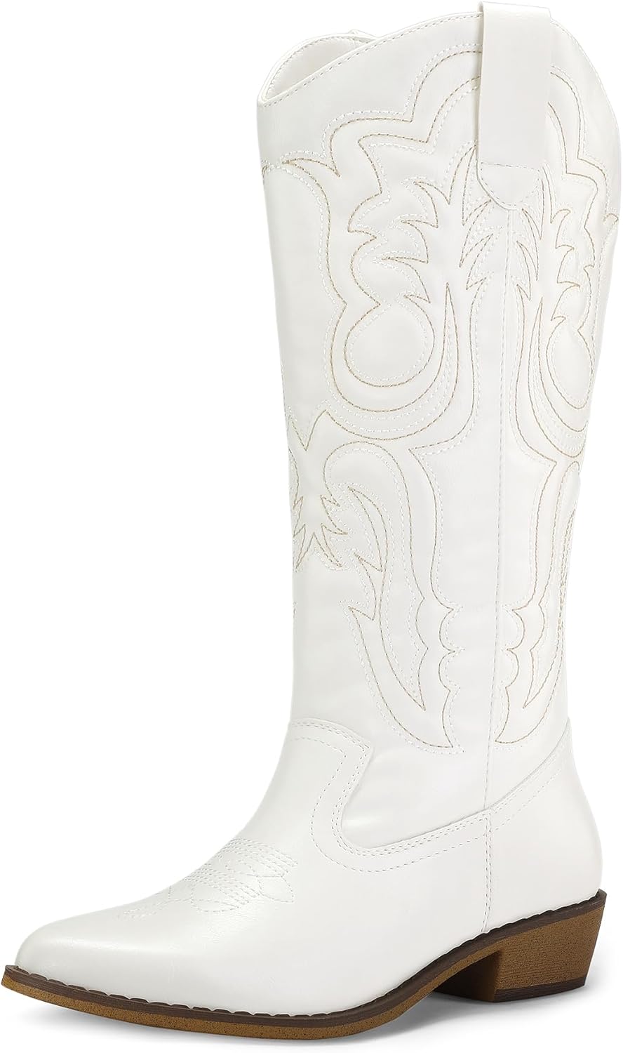 mysoft Women's Cowboy Boots with Chunky Heel and Embroidery