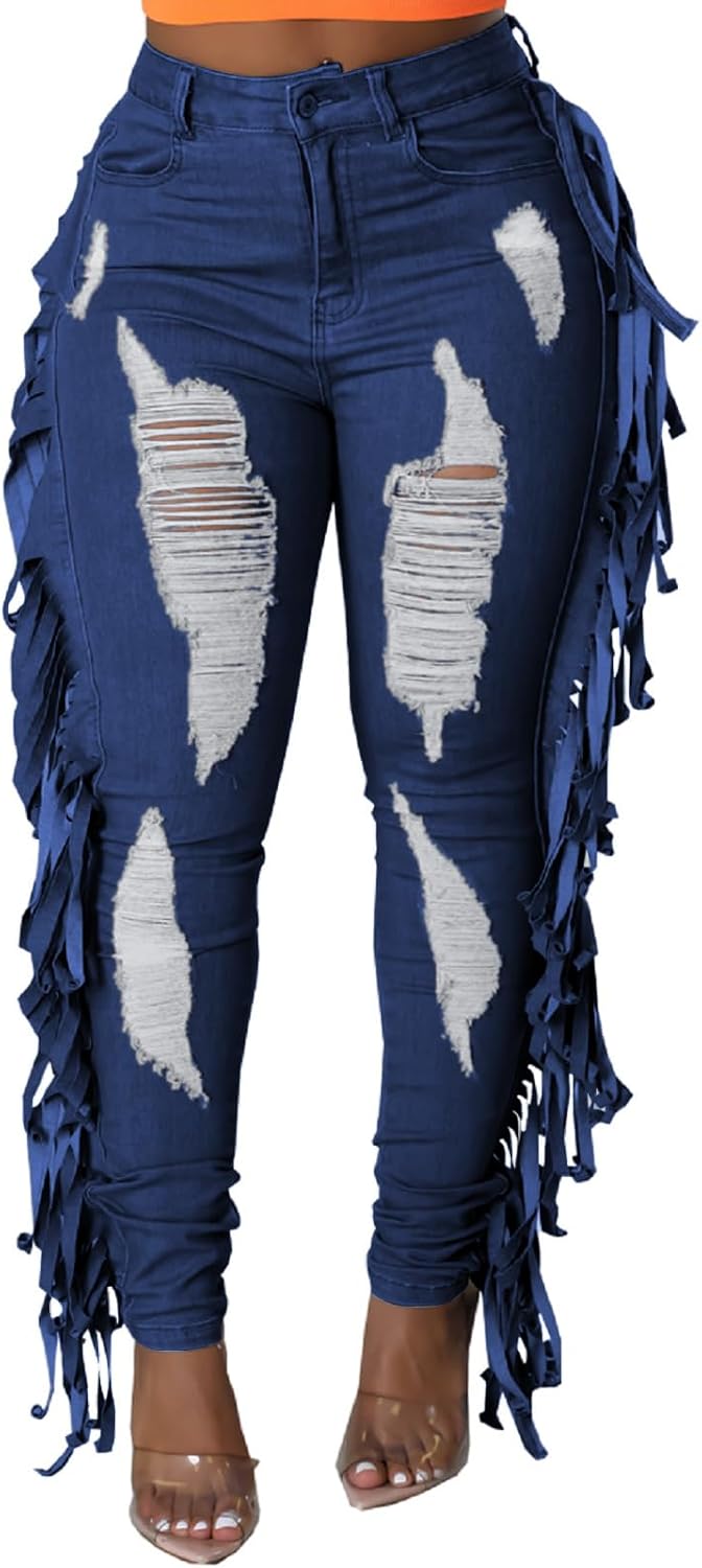 SeNight Women's High Waisted Ripped Jeans for Trendy Style