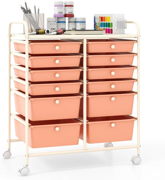 Giantex 12 Drawers Rolling Storage Cart for Classroom Supplies