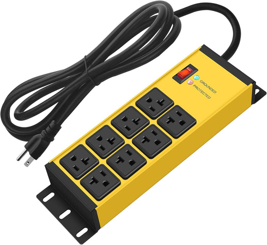CCCEI Yellow Heavy Duty Power Strip Surge Protector 20 AMP