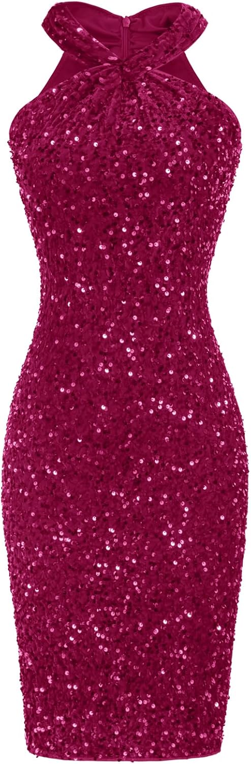 Stunning Halter Sequin Dress for Women by GRACE KARIN