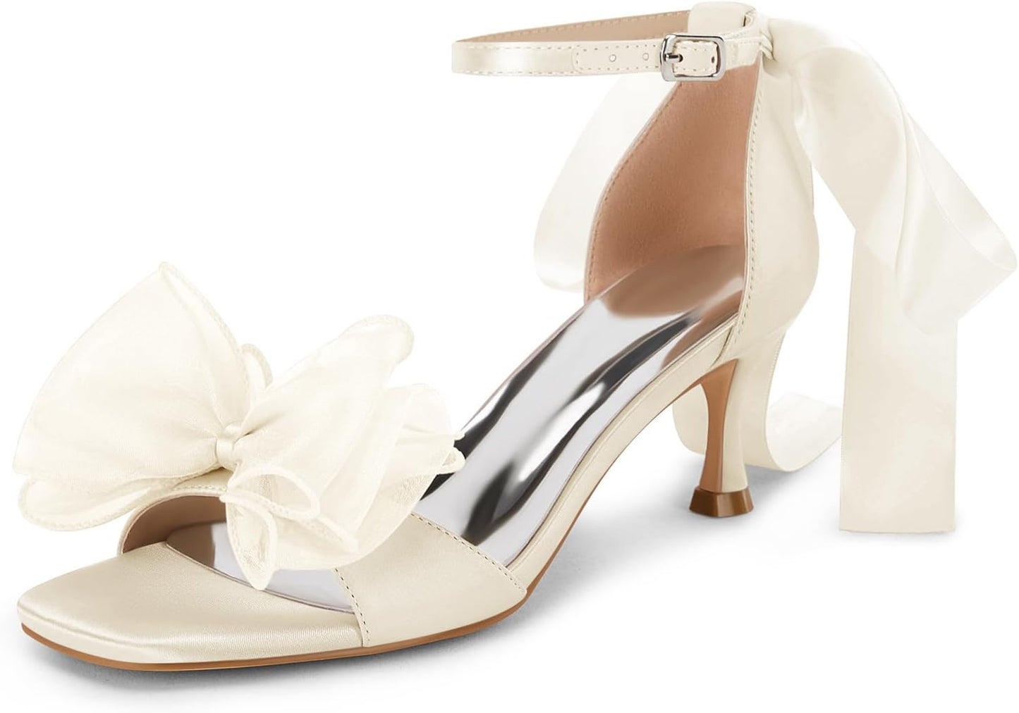 Coutgo Womens Bow Kitten Heels Sandals for Stylish Occasions