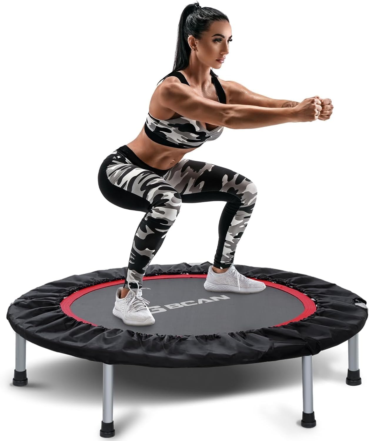 BCAN Foldable Mini Trampoline for Indoor and Outdoor Fitness