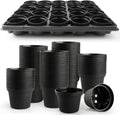 3 Inch Plastic Plant Pots 100 Pcs with 5 Seed Starter Trays - Reusable
