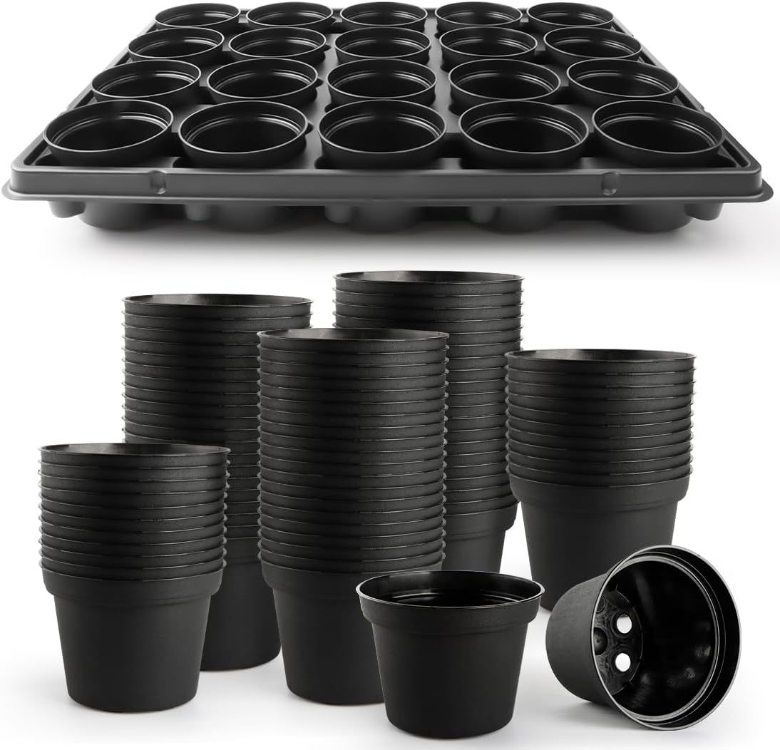 3 Inch Plastic Plant Pots and Seed Starter Trays for Gardening