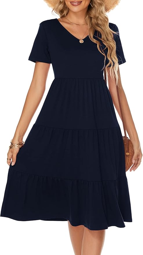 Berydress Women's Casual Summer Tiered Midi Dress for Comfort