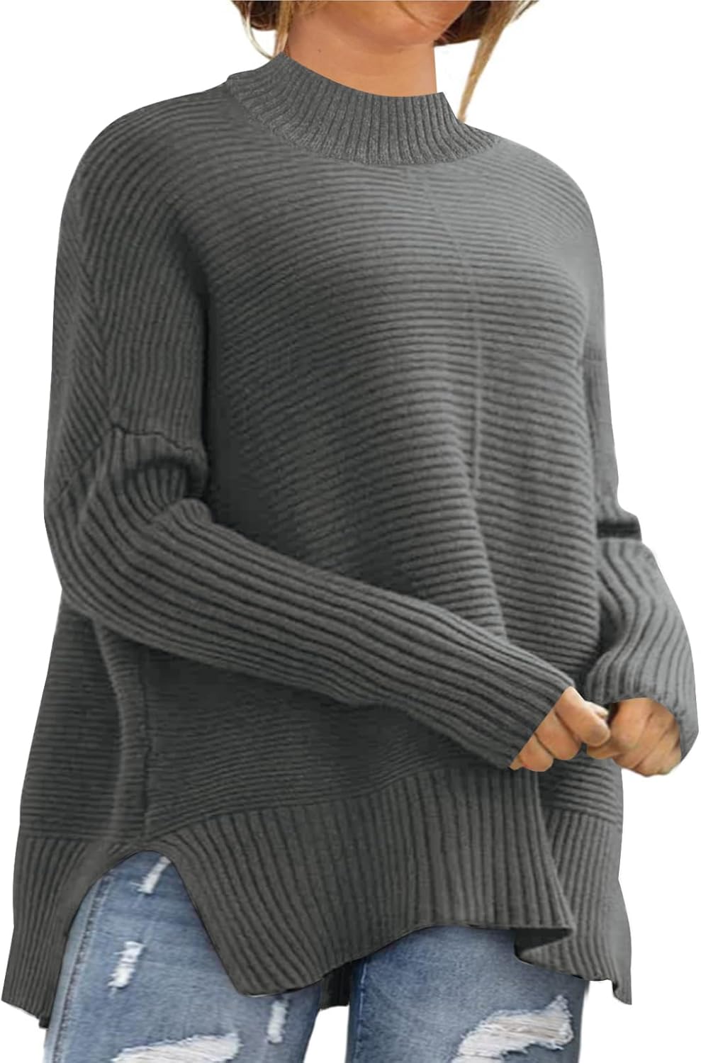 Eytino Womens Plus Size Sweaters Long Sleeve Casual Tunic Tops