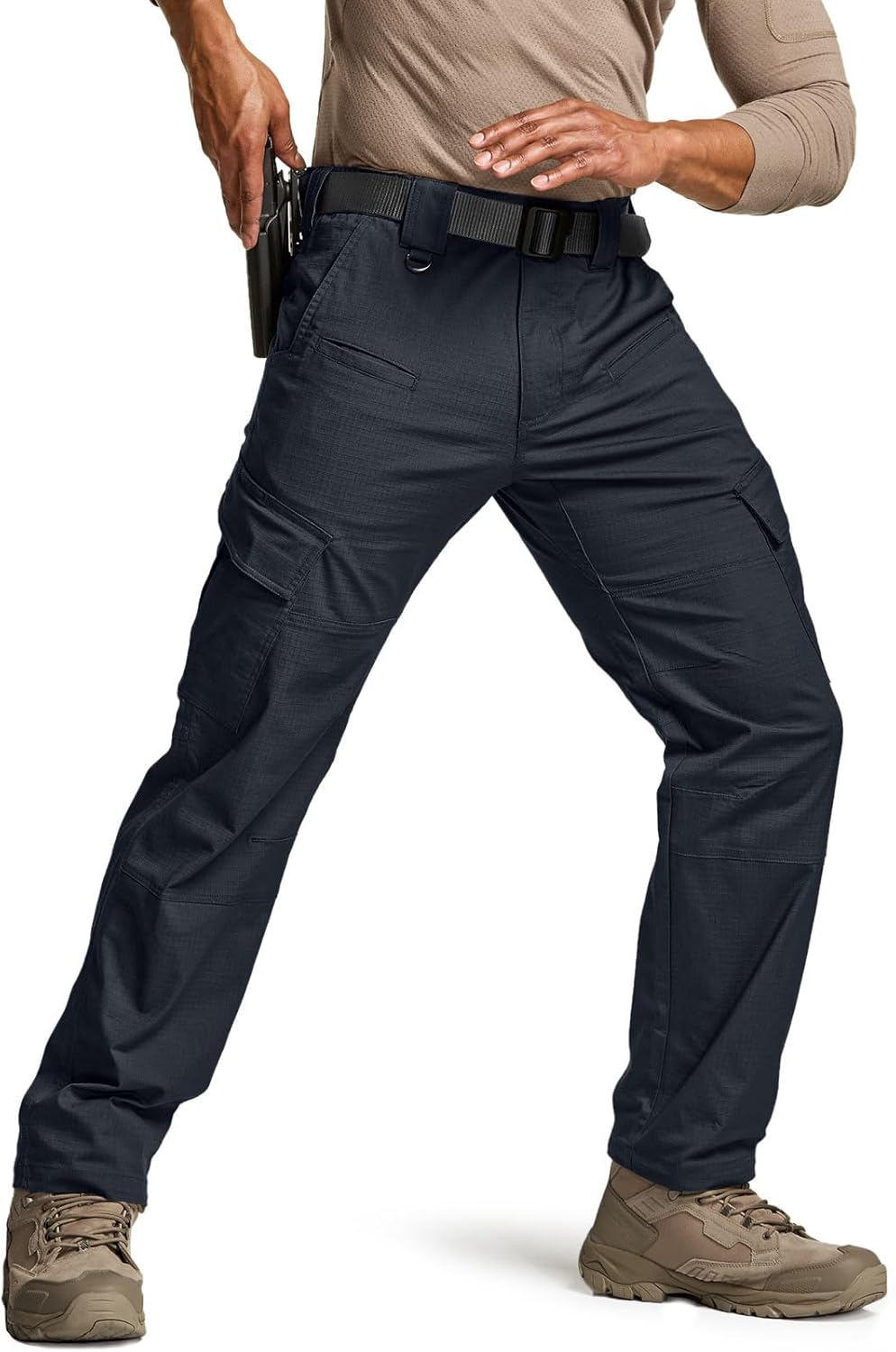 CQR Men's Flex Ripstop Tactical Pants for Outdoor Activities
