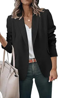 Women's Casual Lightweight Blazer Jacket for Daily Work - Notched