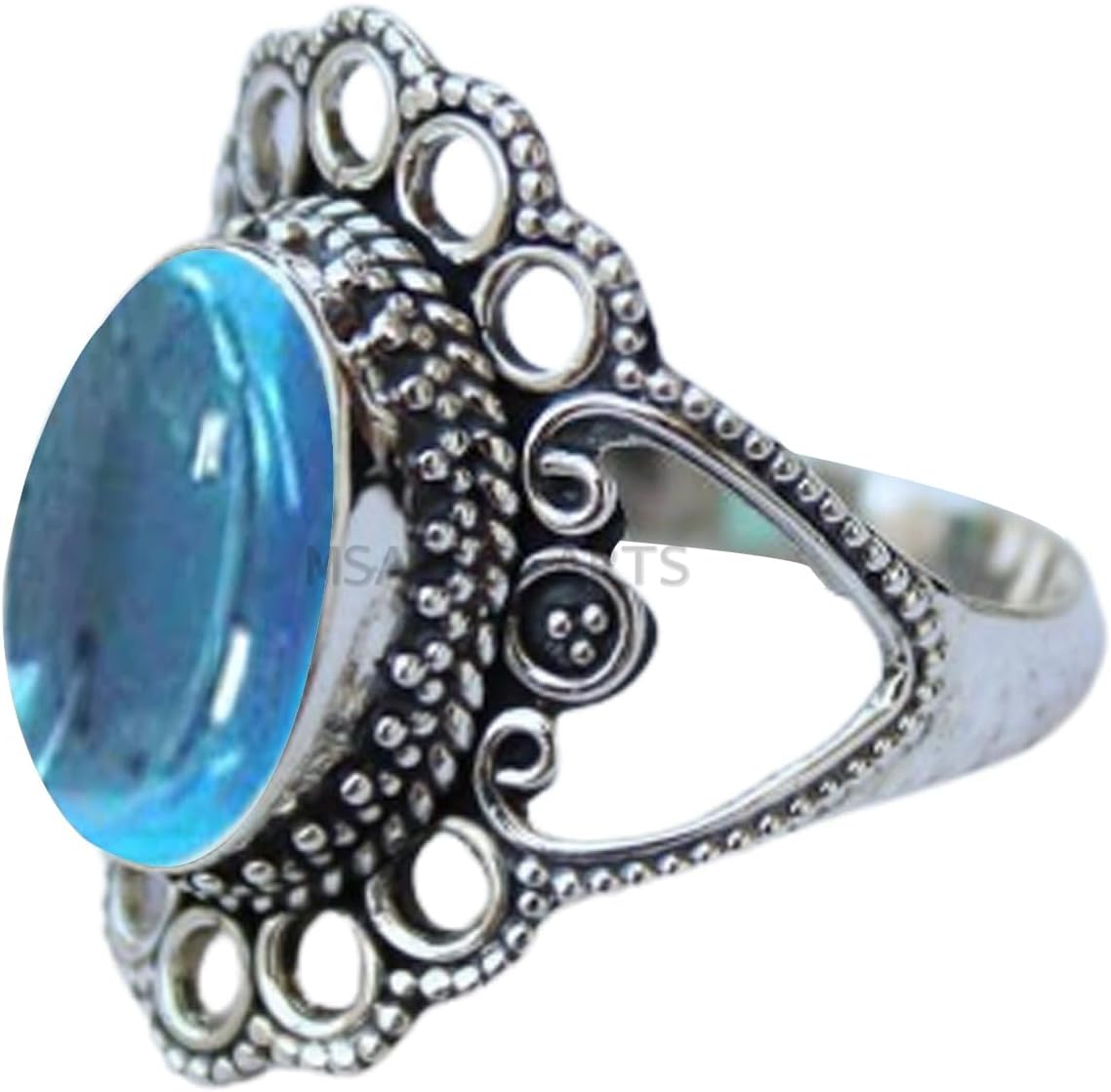 Solid 925 Sterling Silver Ring with Genuine Black Onyx Gemstone