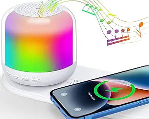 Bluetooth Speaker with Night Light and Wireless Charger for Teens