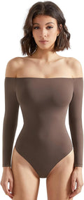 Off the Shoulder Long Sleeve Bodysuit - Sleek Shaping Comfort