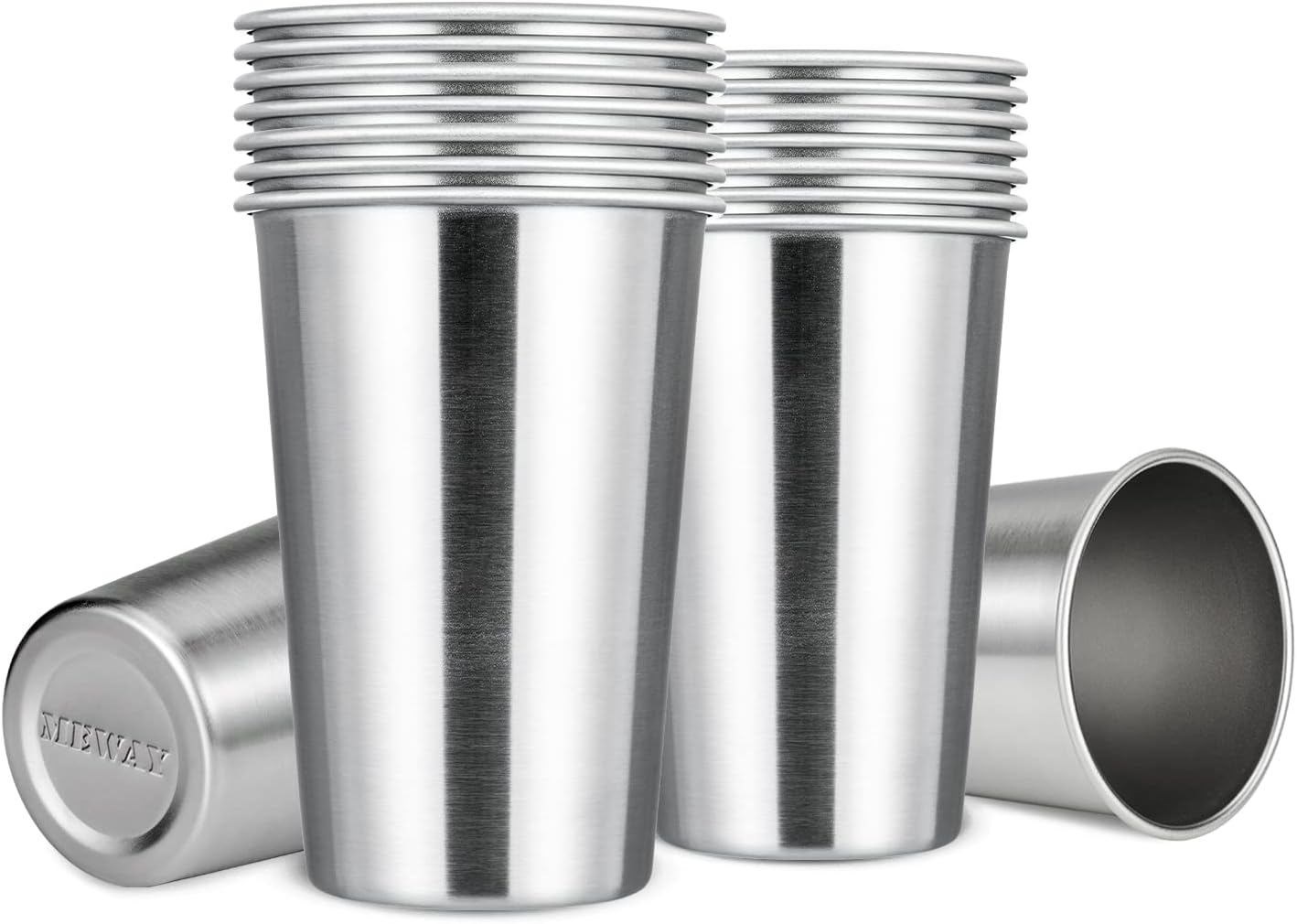 MEWAY Premium Stainless Steel Cups 16 oz Pint Cup Tumbler Set