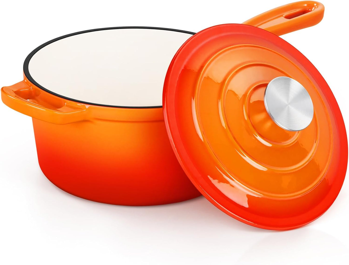 E-far Enameled Cast Iron Sauce Pan for Healthy Cooking