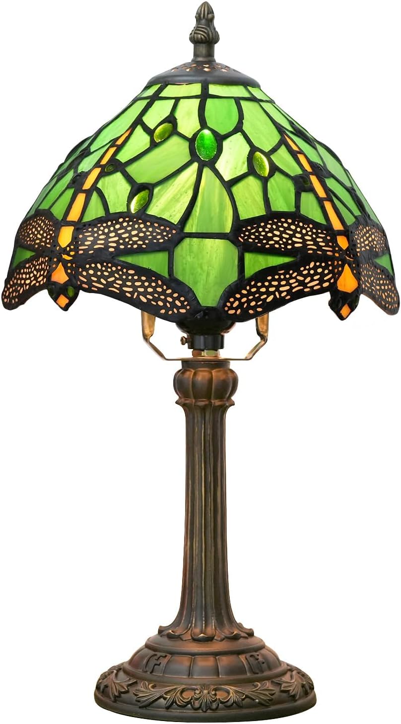Stunning Green Dragonfly Stained Glass Table Lamp for Home Decor