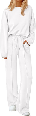 PRETTYGARDEN 2 Piece Loungewear Set - Cozy Fall Sweatshirt & Wide Leg