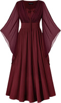 Scarlet Darkness Renaissance Dress Women Bell Sleeve Split Maxi