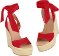 Womens Espadrilles Wedges Sandals Heels Open Toe Tie Lace Up - 4in