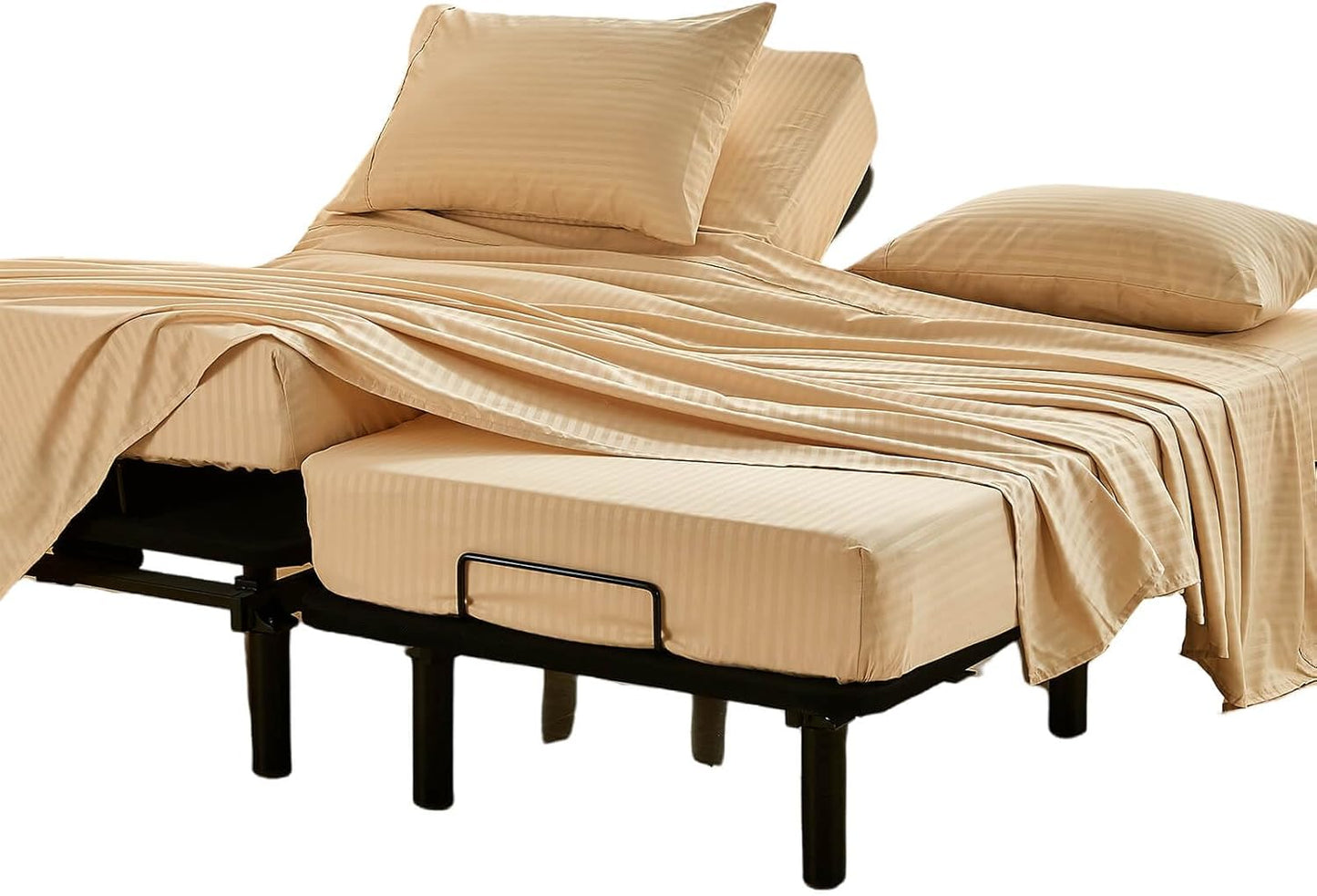 Kingnex Striped Split California King Sheets Set for Adjustable Beds