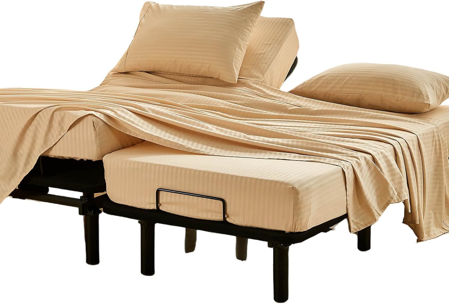 Kingnex Striped Split California King Sheets Set for Adjustable Beds
