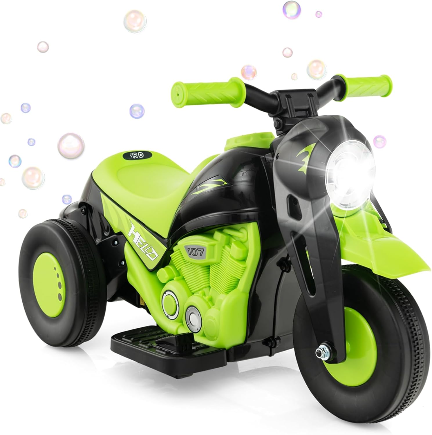 HONEY JOY Ride On Motorcycle with Bubble Maker and LED Light