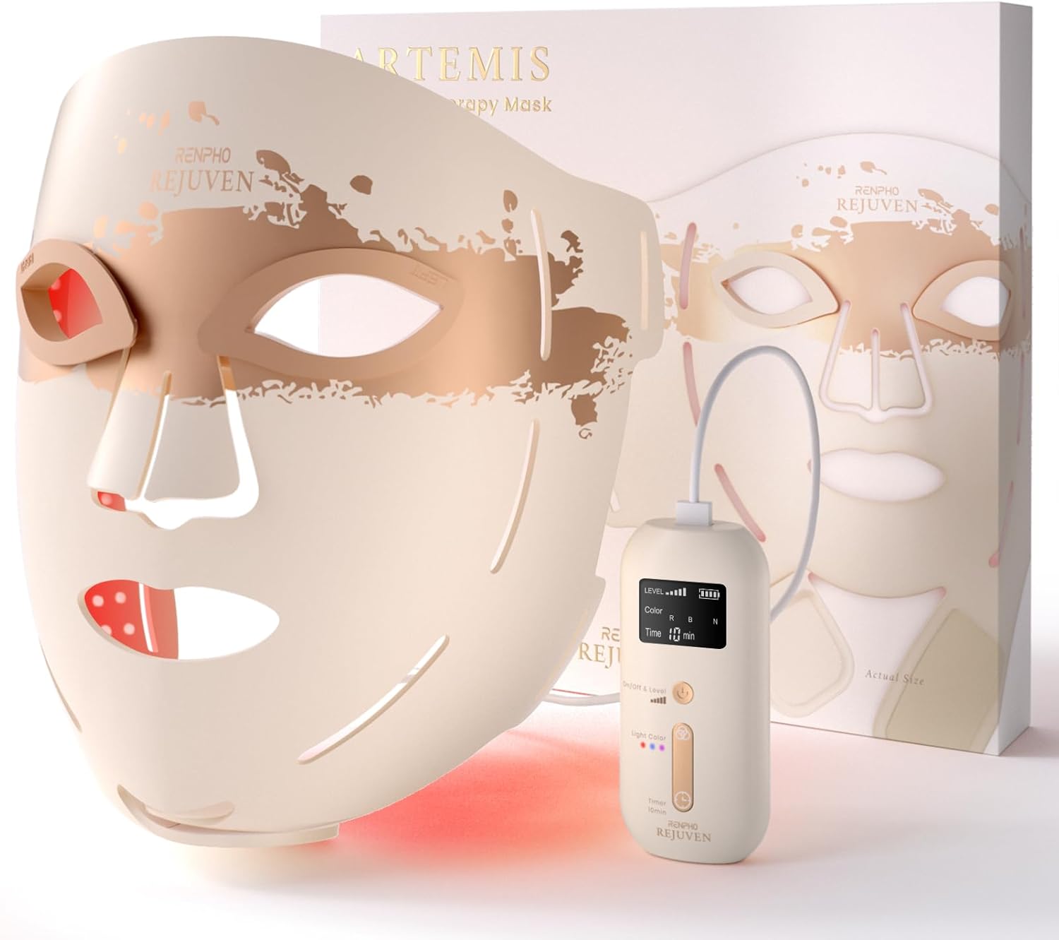 RENPHO Red Light Therapy Mask for Face - 324 LEDs & 3 Modes